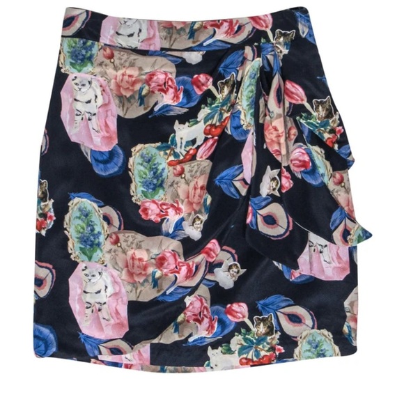 Anthropologie Dresses & Skirts - Anthropologie Rebekah Maysles silk cat print wrap skirt